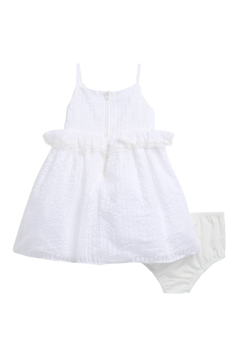 Kids' Jessie Stripe Ruffle Trim Sheer Peplum Dress, Alternate, color, WHITE