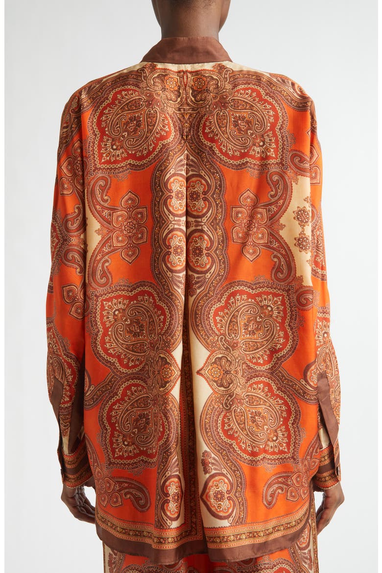 Mahon Paisley Print Habutai Silk Button-Up Shirt, Alternate, color, TANGERINE PAISLEY