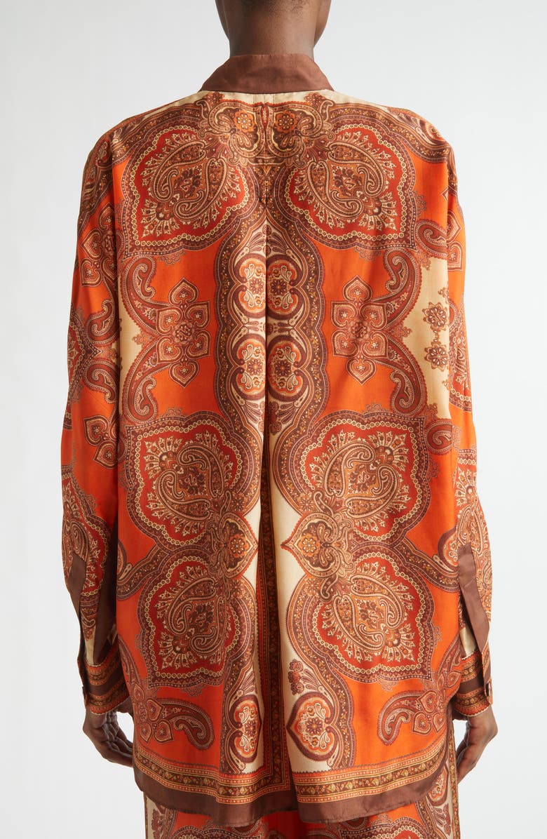 Zimmermann Mahon Paisley Print Habutai Silk Button-Up Shirt, Alternate, color, Tangerine Paisley