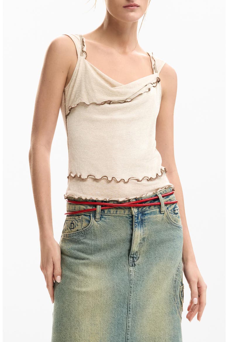 Lettuce Edge Sleeveless Top, Main, color, NEUTRAL GRAY