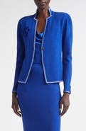 ST. JOHN Betsey Rosette Embellished Legacy Crepe Knit Jacket