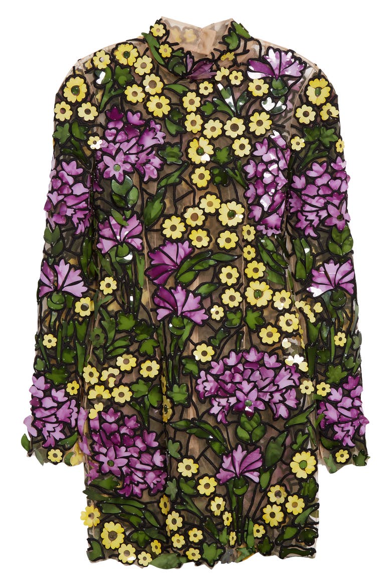 Art Nouveau Floral Long Sleeve Cocktail Dress, Alternate, color, YELLOW