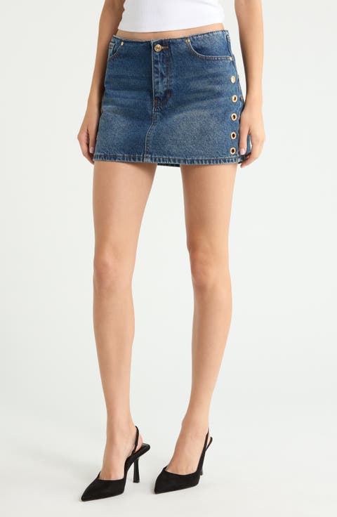 Ninfa Grommet Embellished Denim Miniskirt