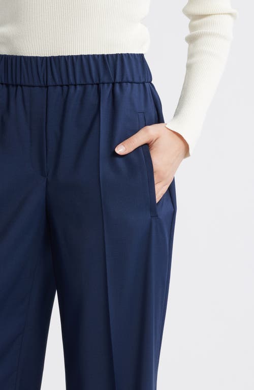 Hugo Boss Boss Toyal Pull-on Virgin Wool Flare Pants In Blue