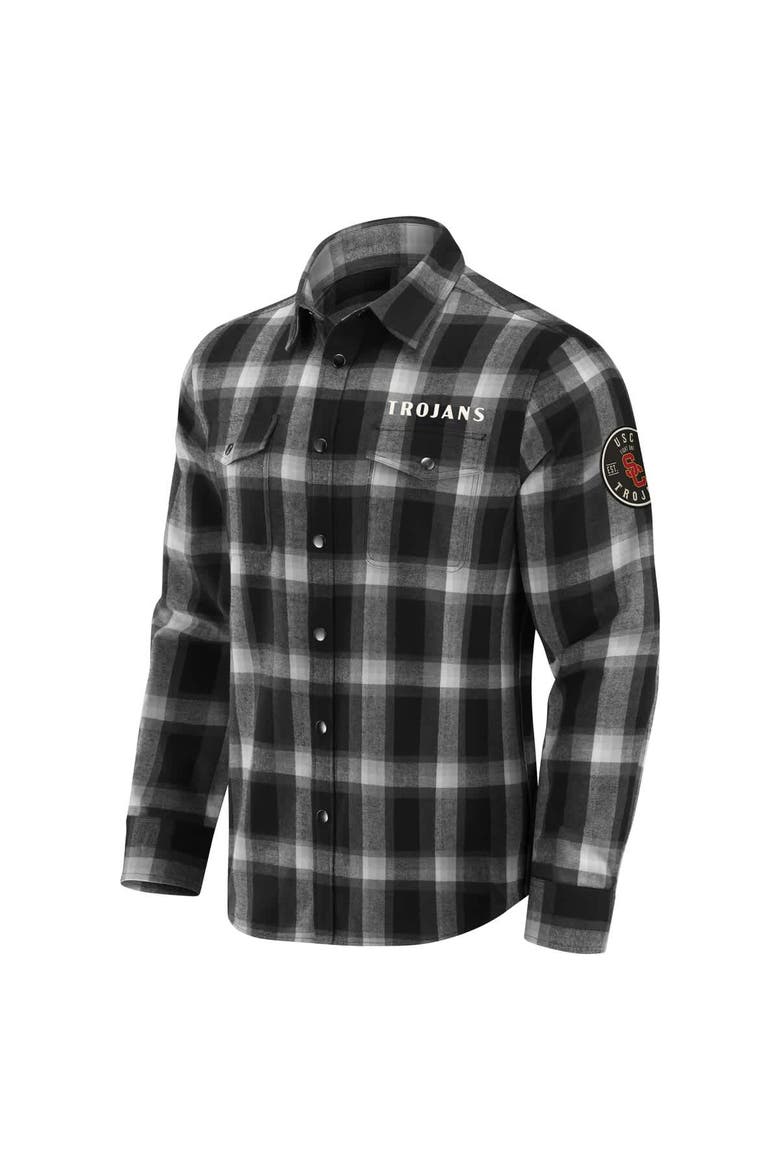 Men's Darius Rucker Collection by Fanatics Black USC Trojans Flannel Plaid Full-Snap Shirt, Alternate, color, Black