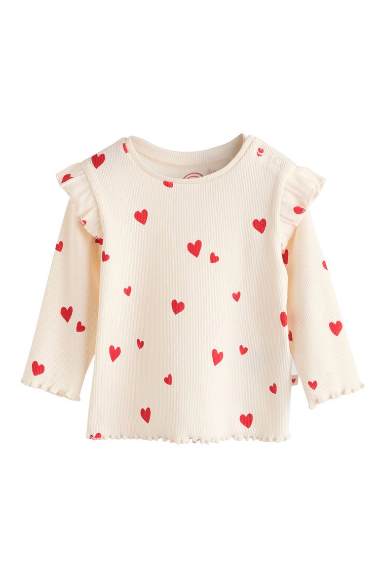 Ruffle Heart Rib Top & Pants Set, Alternate, color, NEUTRAL