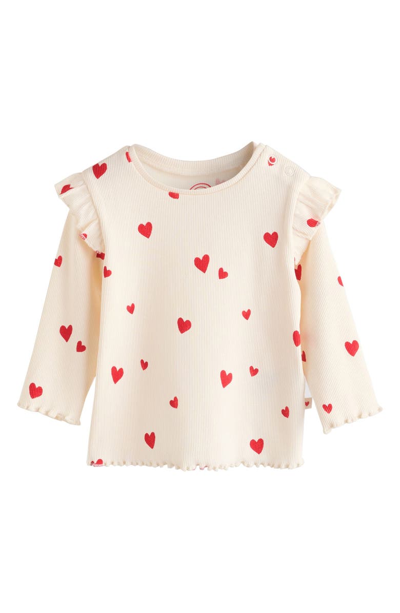 NEXT Ruffle Heart Rib Top & Pants Set, Alternate, color, Neutral