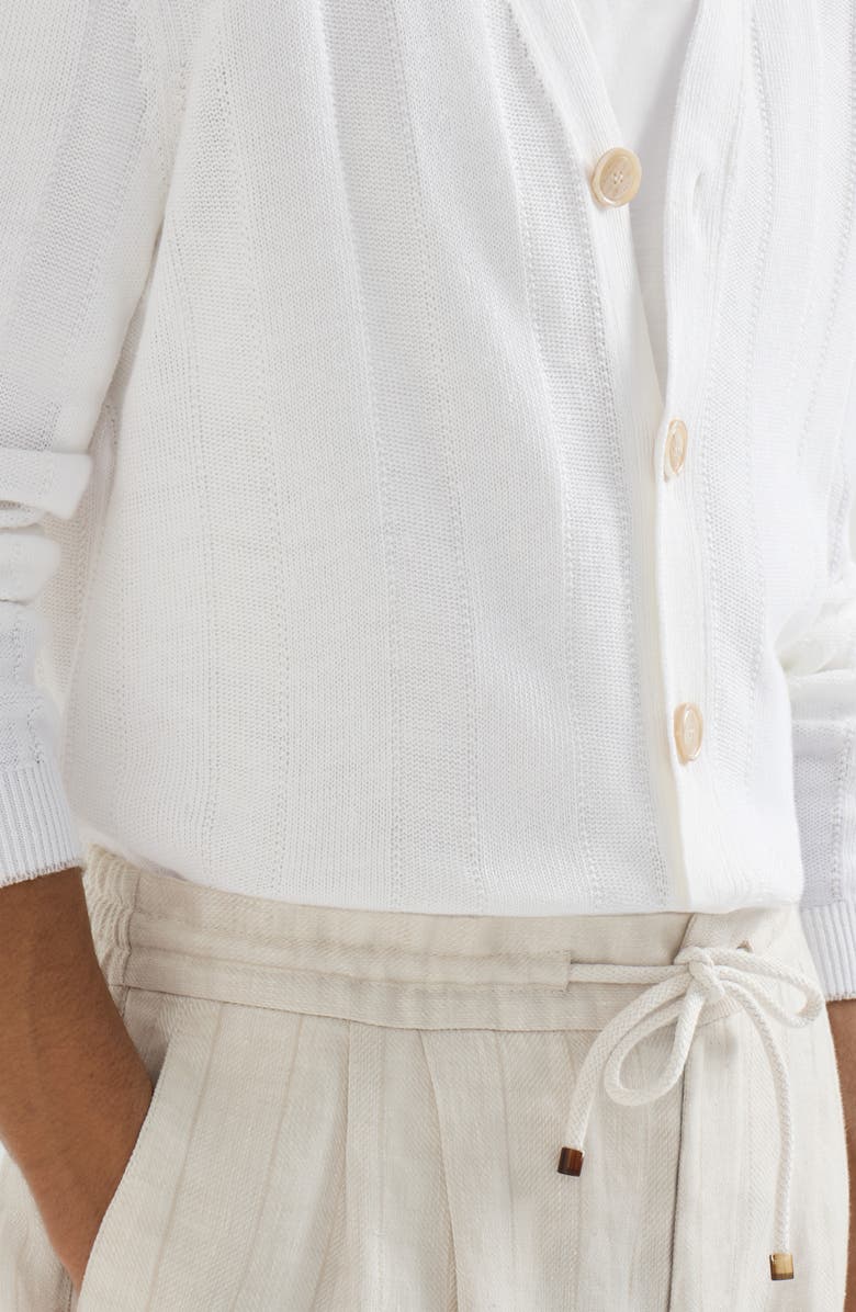 Brunello Cucinelli Linen and cotton cardigan, Alternate, color, White
