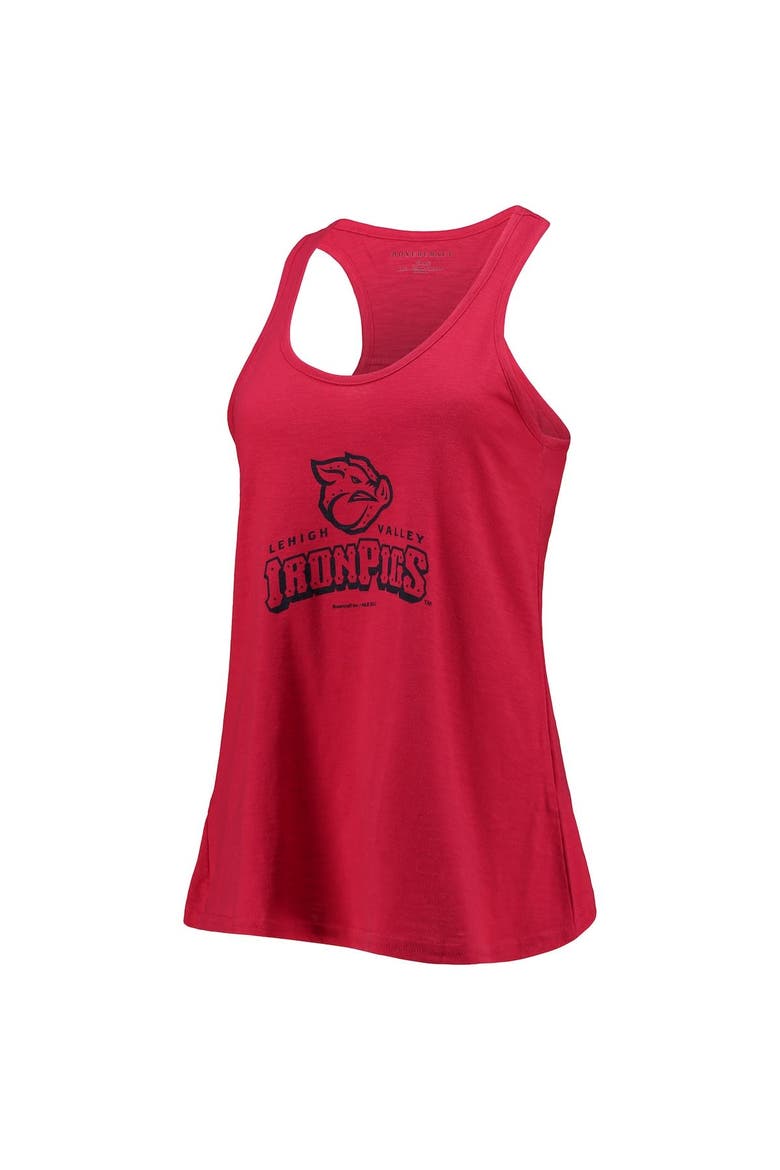 Women's Red Lehigh Valley IronPigs Charm Scoop Neck Racerback Tank Top, Alternate, color, Red