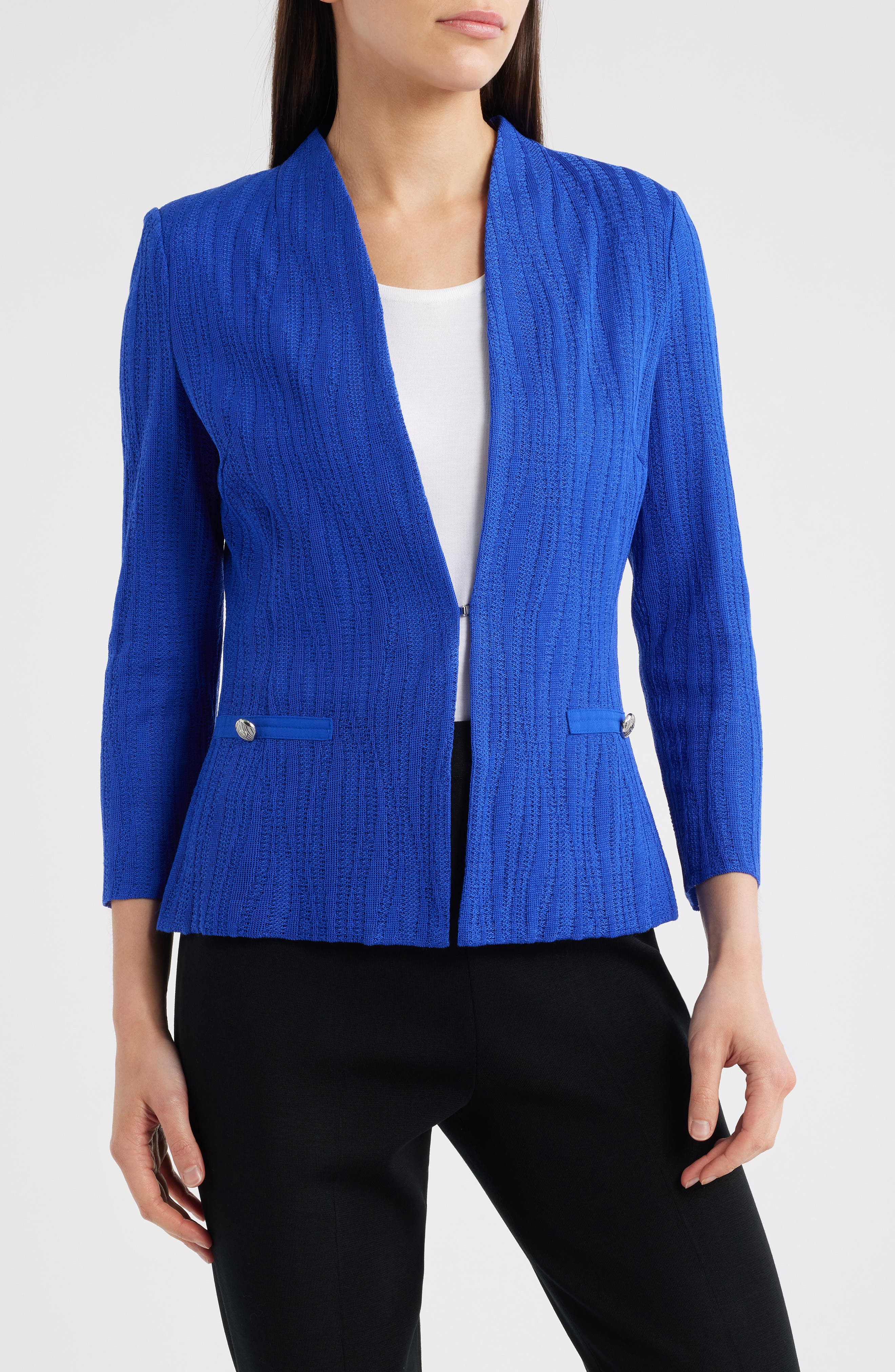 Tailored Fit Textured Wave Knit Jacket