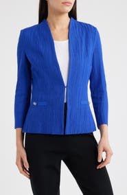 Ming Wang Tailored Fit Textured Wave Knit Jacket