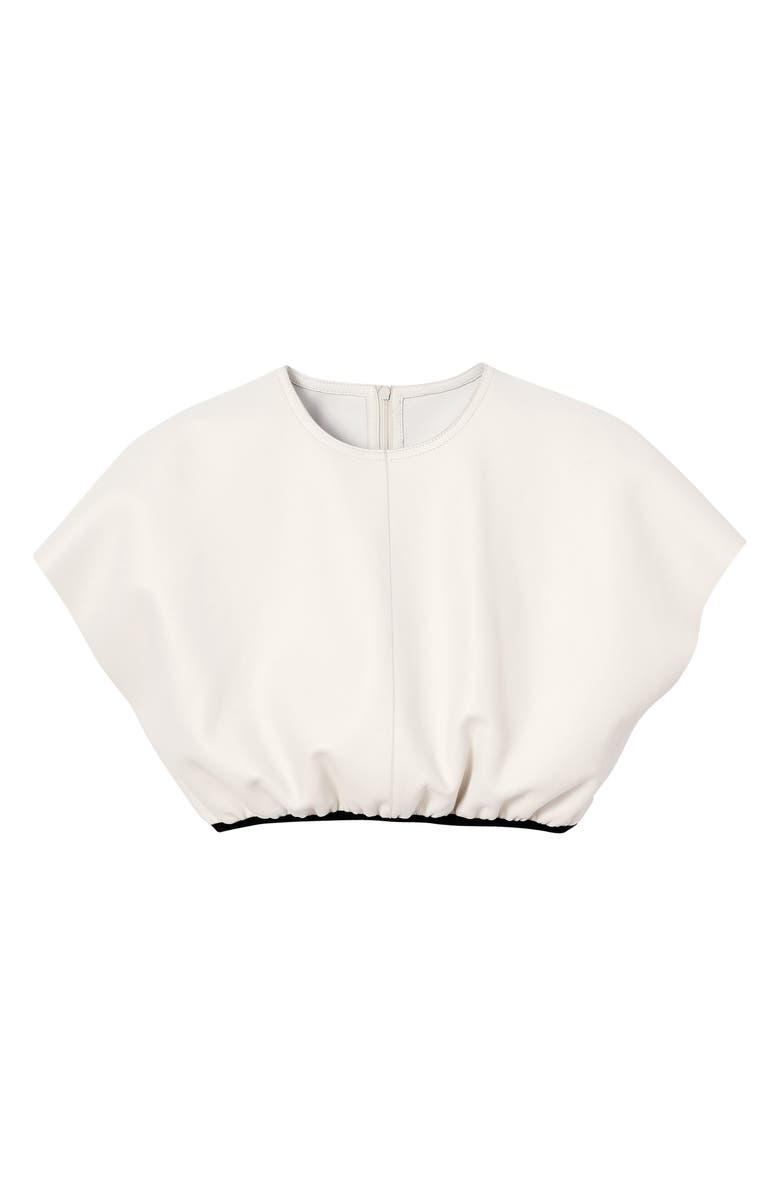 Longchamp Cropped Leather Top, Alternate, color, Ivory