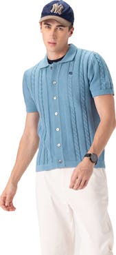 Members Only Men's JC Polo Cable-Knit Sweater