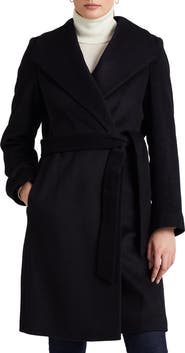Lauren Ralph Lauren Belted Wool Blend Wrap Coat