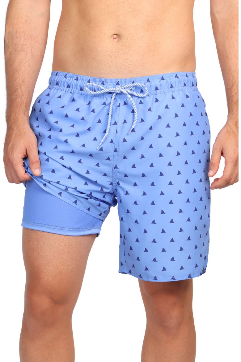 Shark Fin Swim Shorts, Alternate, color, BLUE