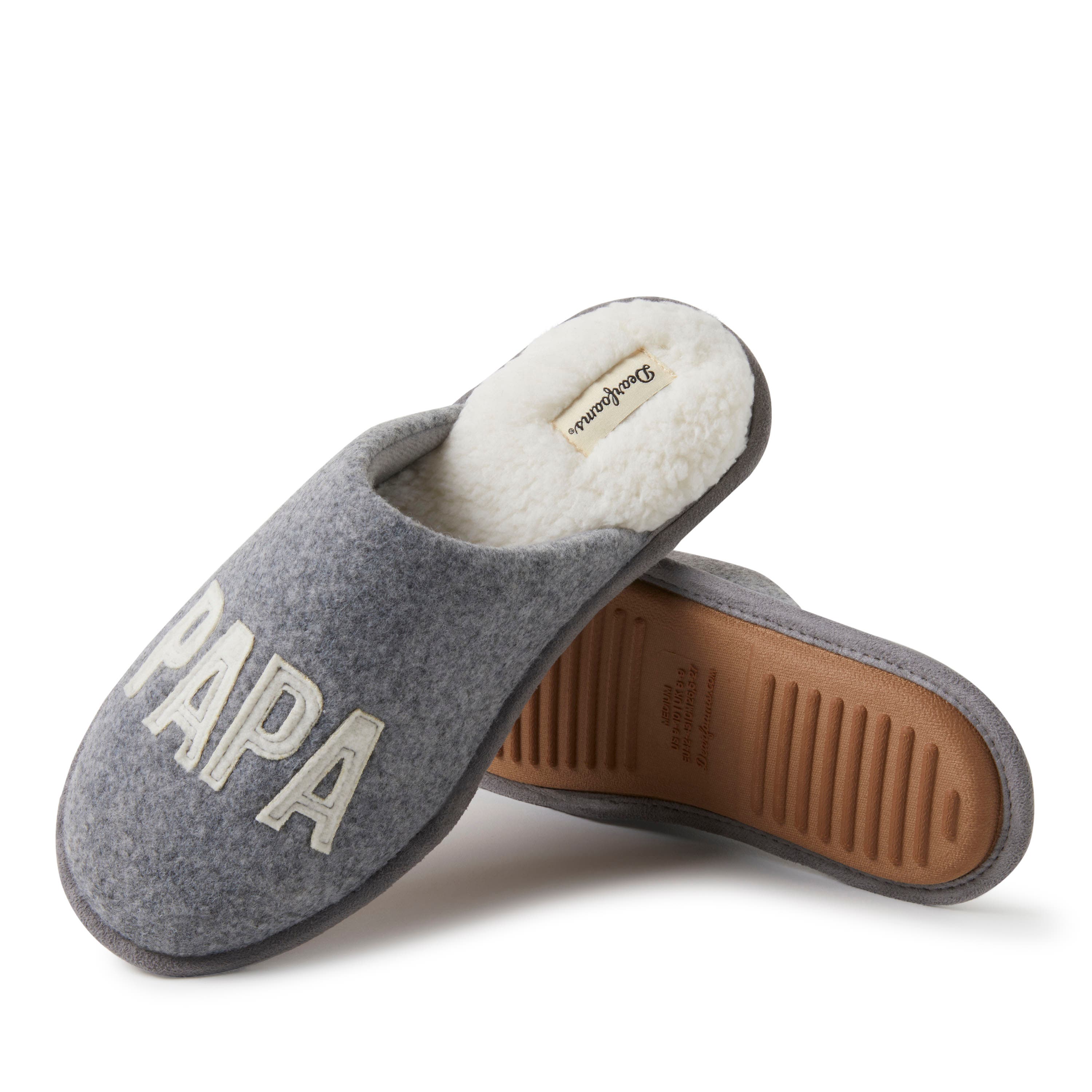 DEARFOAMS Carson Papa Bear Dad Scuff Slipper, Alternate, color, Light Heather Grey