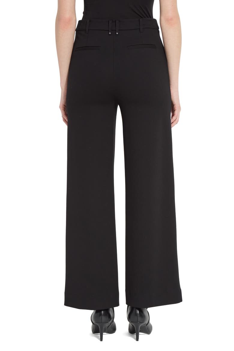 Nadia Zip Front Wide Leg Ponte Trousers, Alternate, color, BLACK