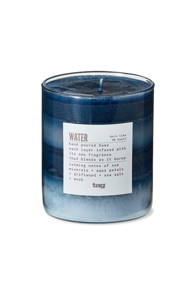 Water Themed Scented Paraffin Wax Pillar Candle Blue, Main, color, Blue