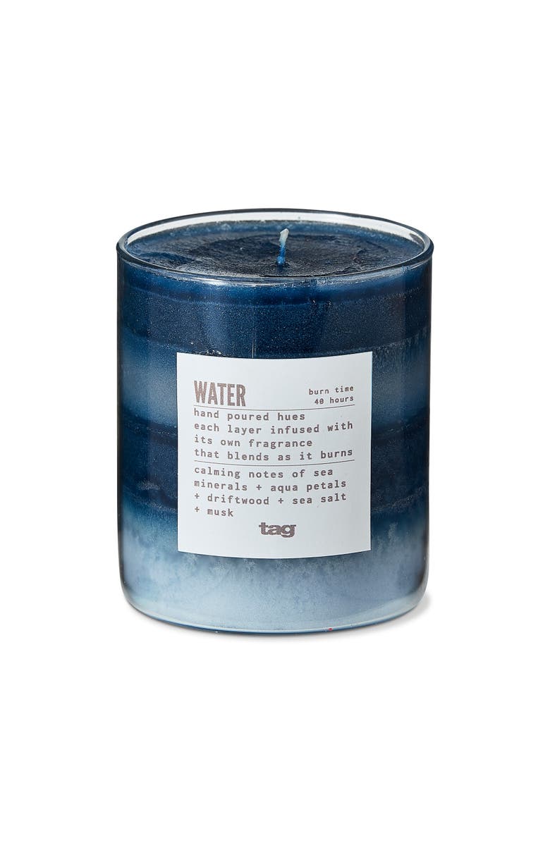 tag Water Themed Scented Paraffin Wax Pillar Candle Blue, Main, color, Blue
