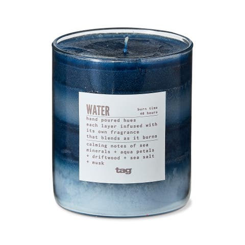 Water Themed Scented Paraffin Wax Pillar Candle Blue