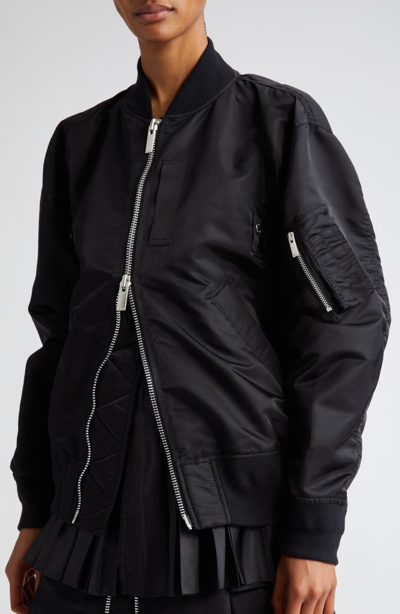 Sacai Layered Nylon MA-1 Bomber Jacket, Alternate, color, 
