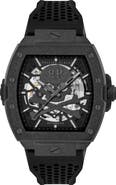 PHILIPP PLEIN The $keleton Frosted Silicone Strap Watch, 44mm