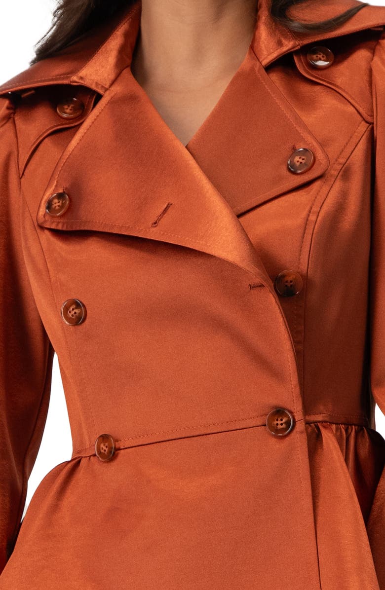 IVONNE Short Double-Breasted Trench Coat, Alternate, color, Chedron