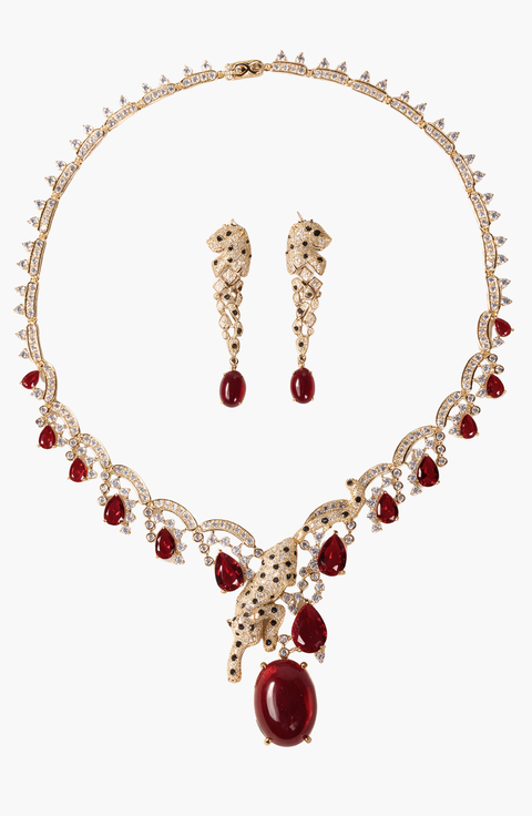 Teardrop Crystal Statement Necklace And Drop Earring Set