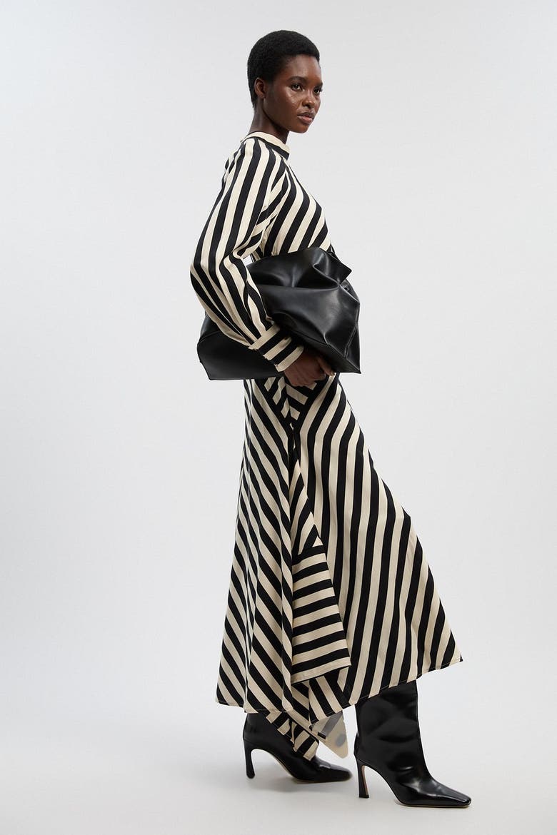 Fluid Stripe Maxi Dress, Alternate, color, Mono
