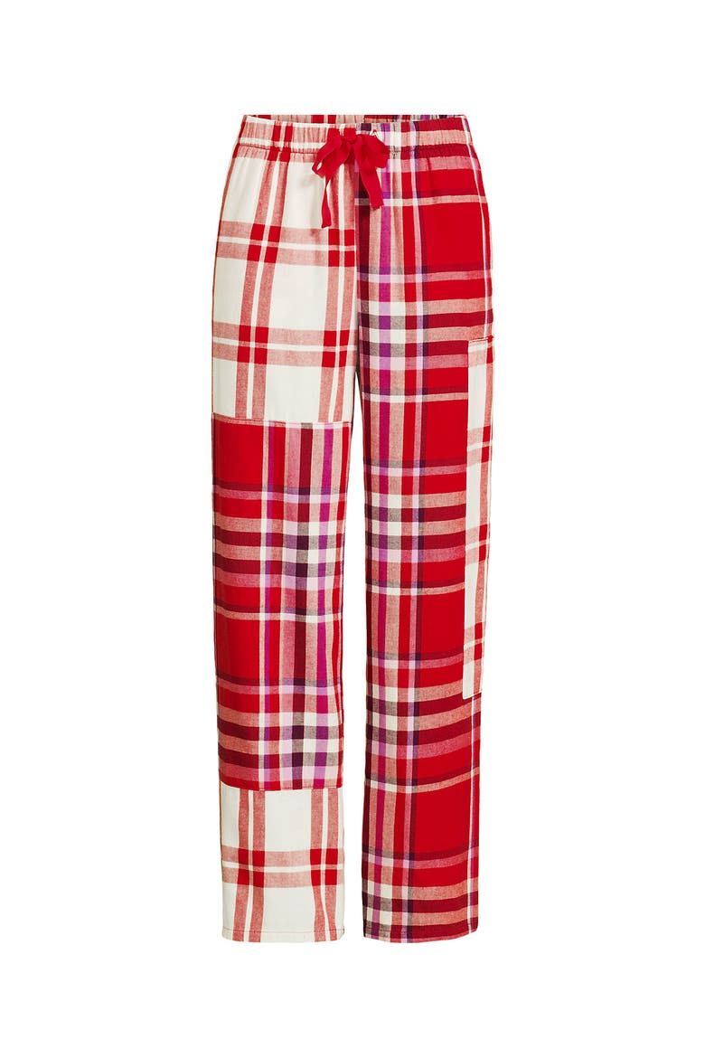 Print Flannel Pajama Pants, Alternate, color, Compass Red Patchwork Plaid
