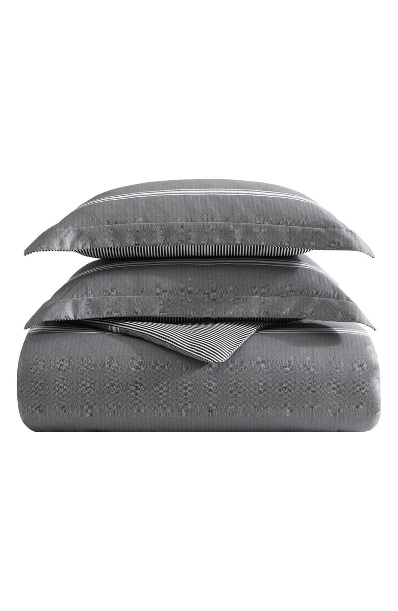 Eddie Bauer Chevron & Stripes Comforter & Sheets Bed Set, Main, color, White/ Grey