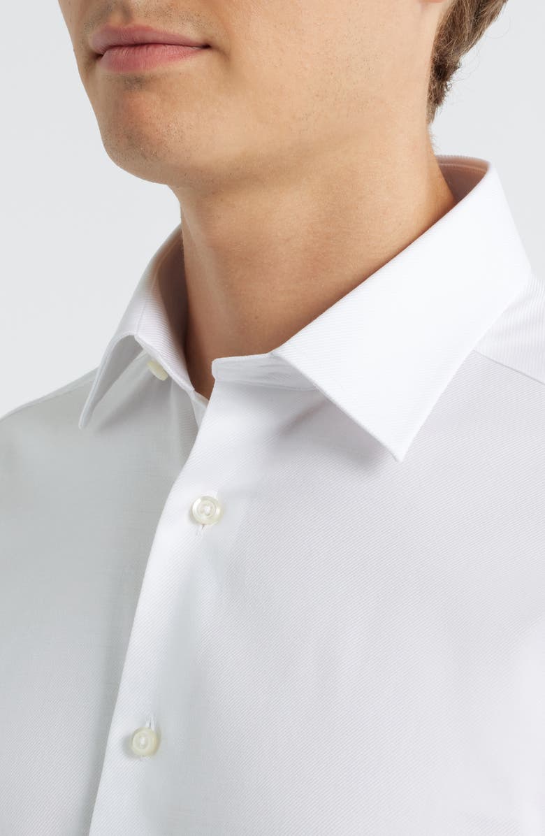 David Donahue Slim Fit Stretch Cotton Dress Shirt, Alternate, color, White/ White