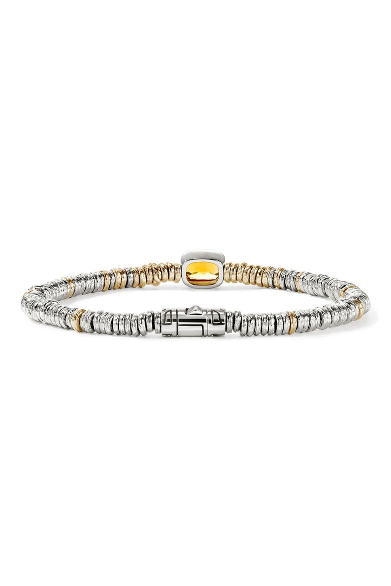 Heishi Bracelet, 14K Gold, Sterling Silver, Citrine, 4mm, Alternate, color, CITRINE