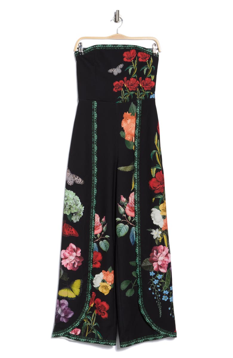 Alice + Olivia Berna Strapless Wide Leg Jumpsuit, Alternate, color,