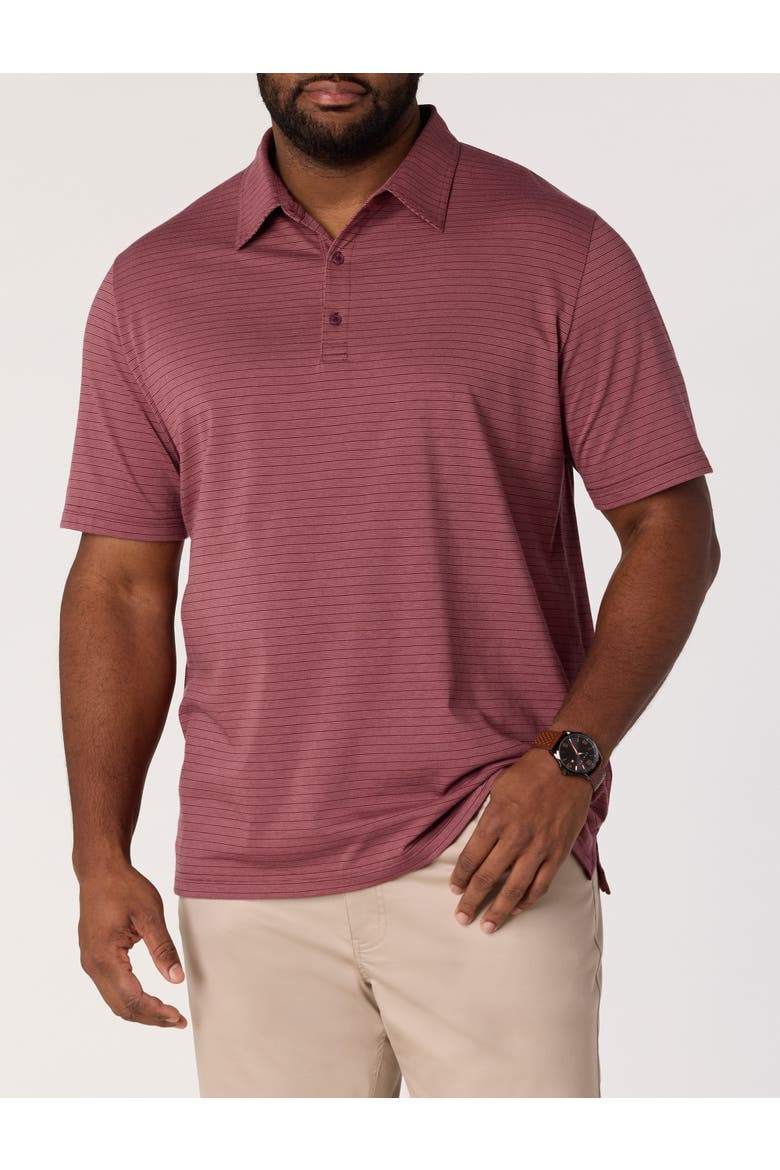 Big & Tall Striped Tech Polo Shirt, Main, color, WINDSOR WINE
