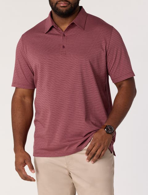 Big & Tall Striped Tech Polo Shirt