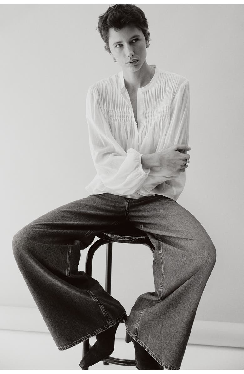 H&M Pintucked Blouse, Alternate, color, White