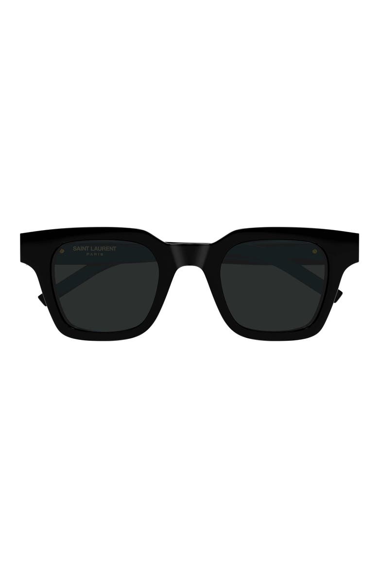 47mm Small Rectangular Sunglasses, Main, color, BLACK