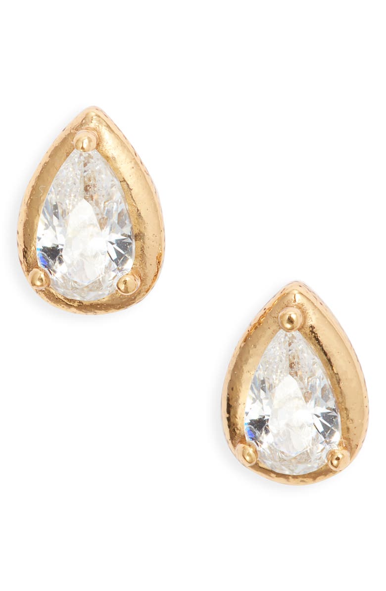 Nordstrom Cubic Zirconia Teardrop Earrings, Main, color, 14K Gold Plated