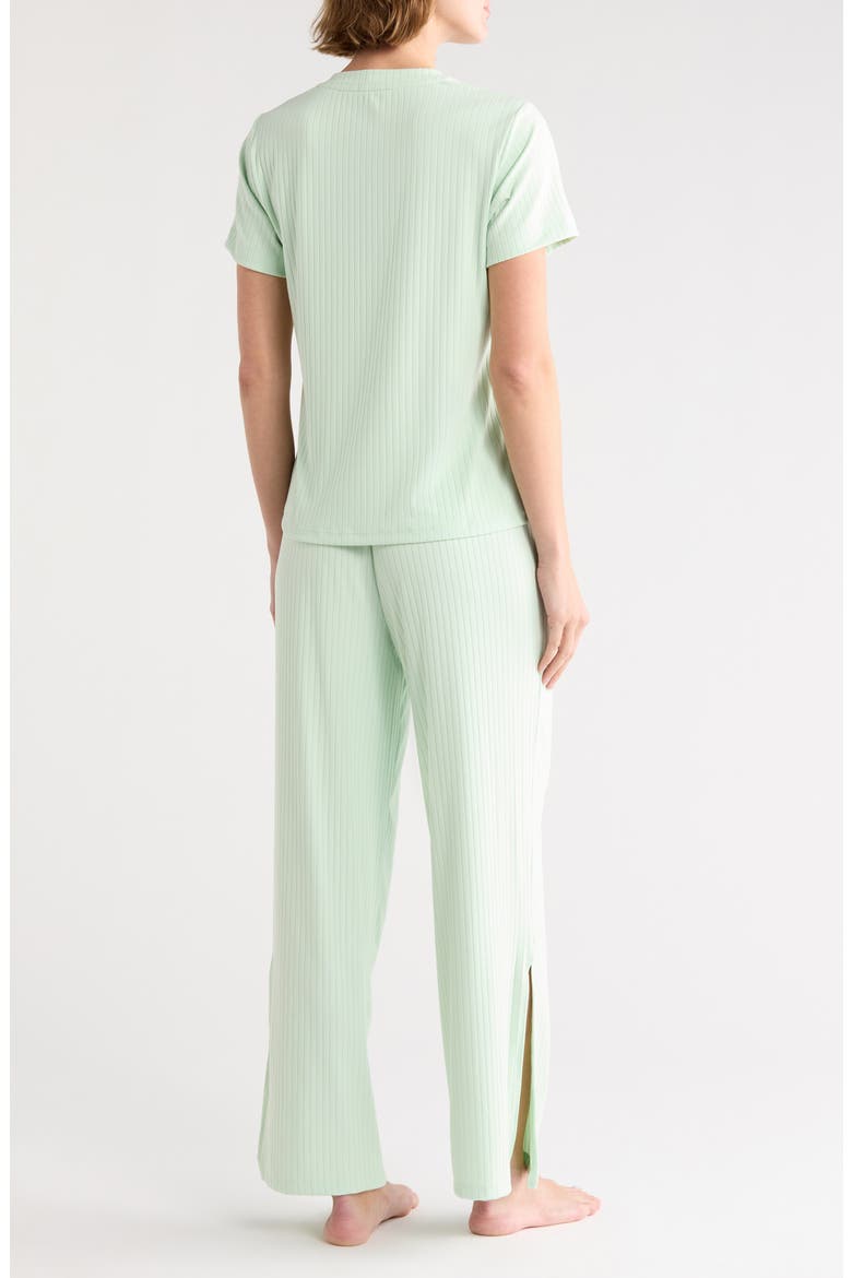 Ribbed Long Pajamas, Alternate, color, OPAL GREEN