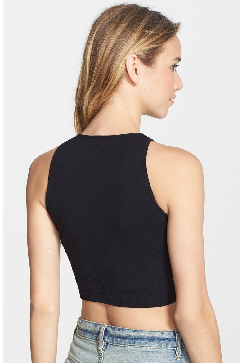 'Bella' Seamless Crop Tank, Alternate, color, BLACK