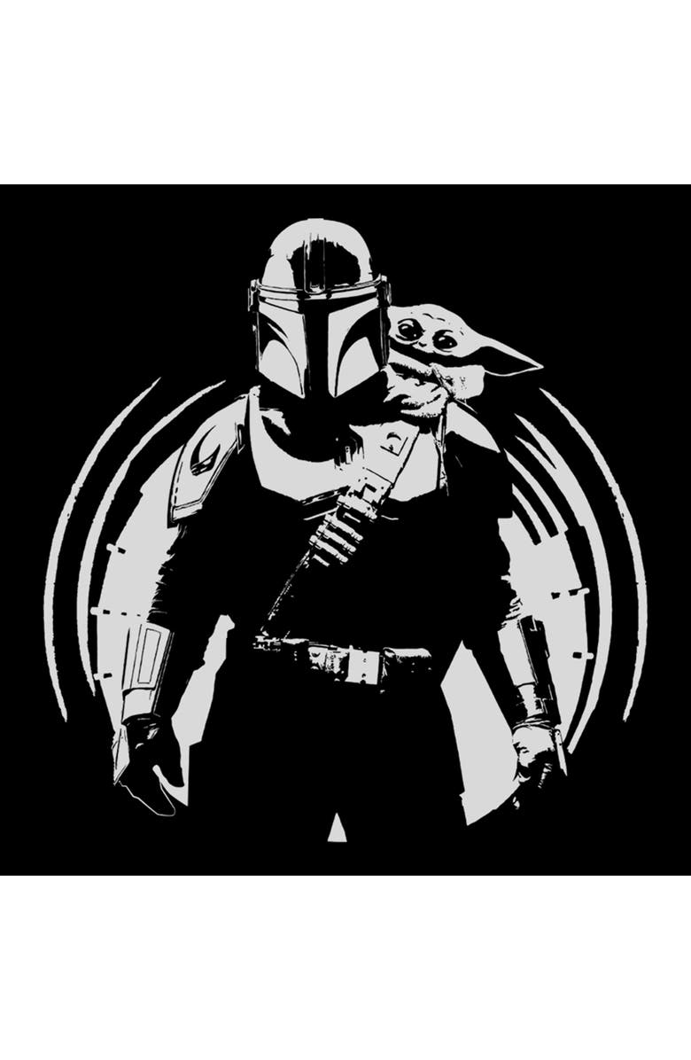 Star Wars: The Mandalorian and Grogu Women's Star Wars The Mandalorian and Grogu Black and White Sketch  Graphic T-Shirt, Alternate, color, Black