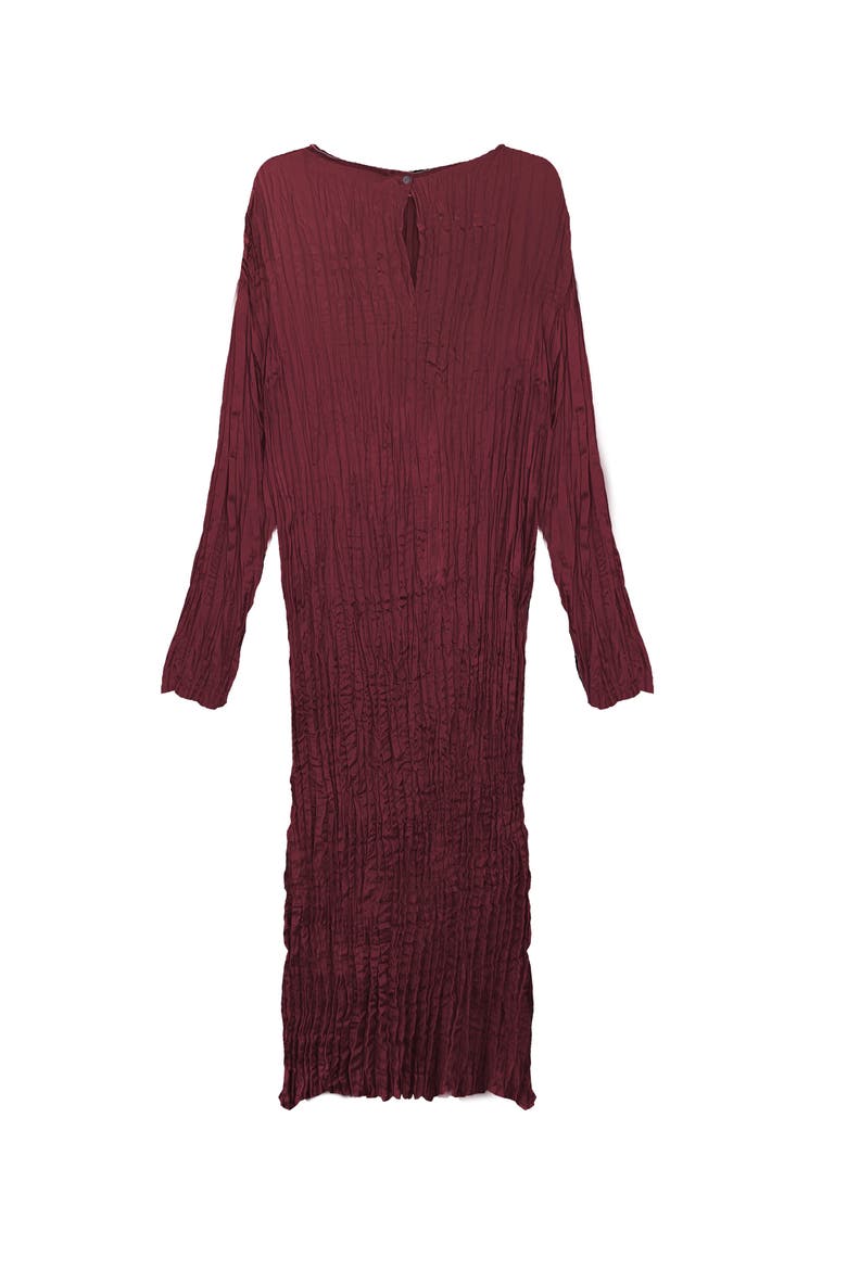 Lynda Reversible Satin Pleated Dress, Alternate, color, Burgundy