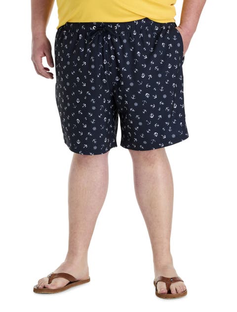 Big & Tall Anchor Print Swim Trunks