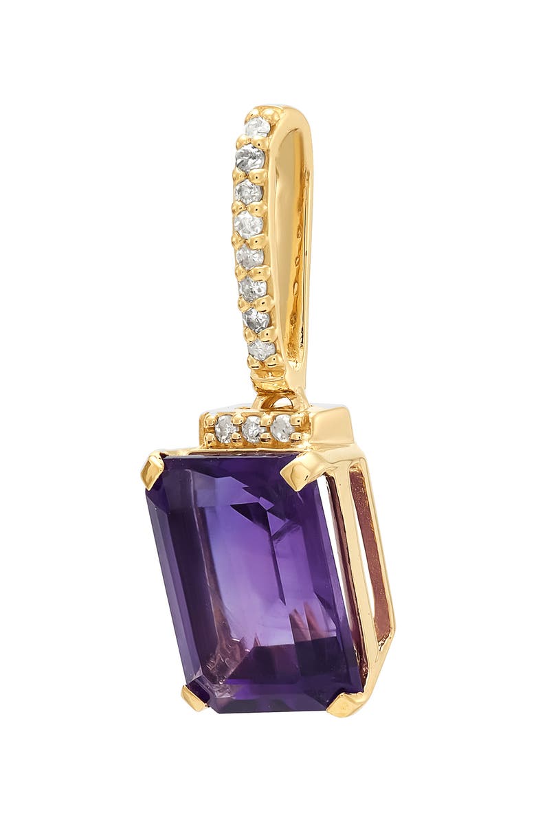 Frankie & Zoe 10K Yellow Gold Emerald Cut Amethyst & Diamond Pendant Necklace, Alternate, color, Yellow Gold