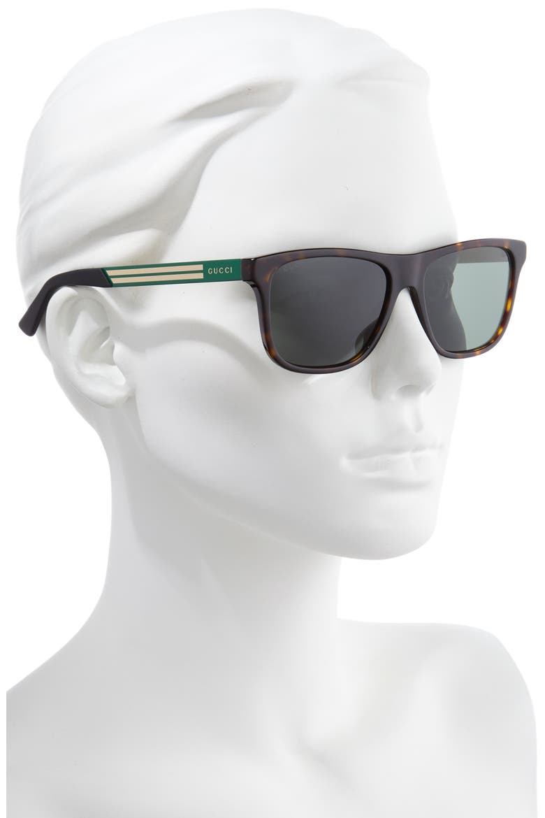 57mm Sunglasses, Alternate, color, DARK HAVANA/ GREEN
