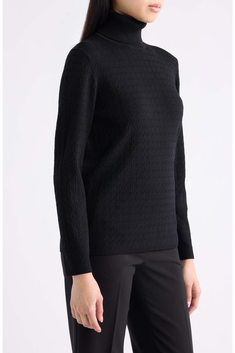 Mini Cable Turtleneck Sweater, Alternate, color, ANNE BLACK