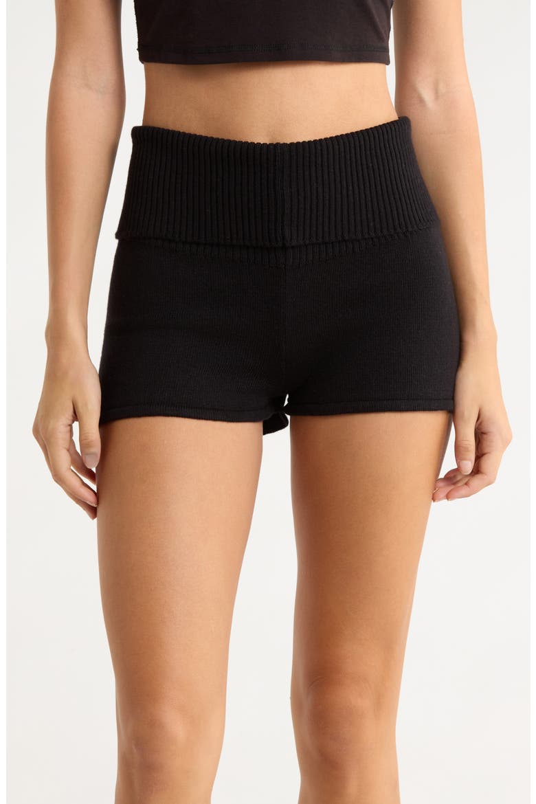 Barre Sweater Shorts, Main, color, BLACK