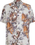 AllSaints Kali Relaxed Fit Tiger & Dragon Print Camp Shirt