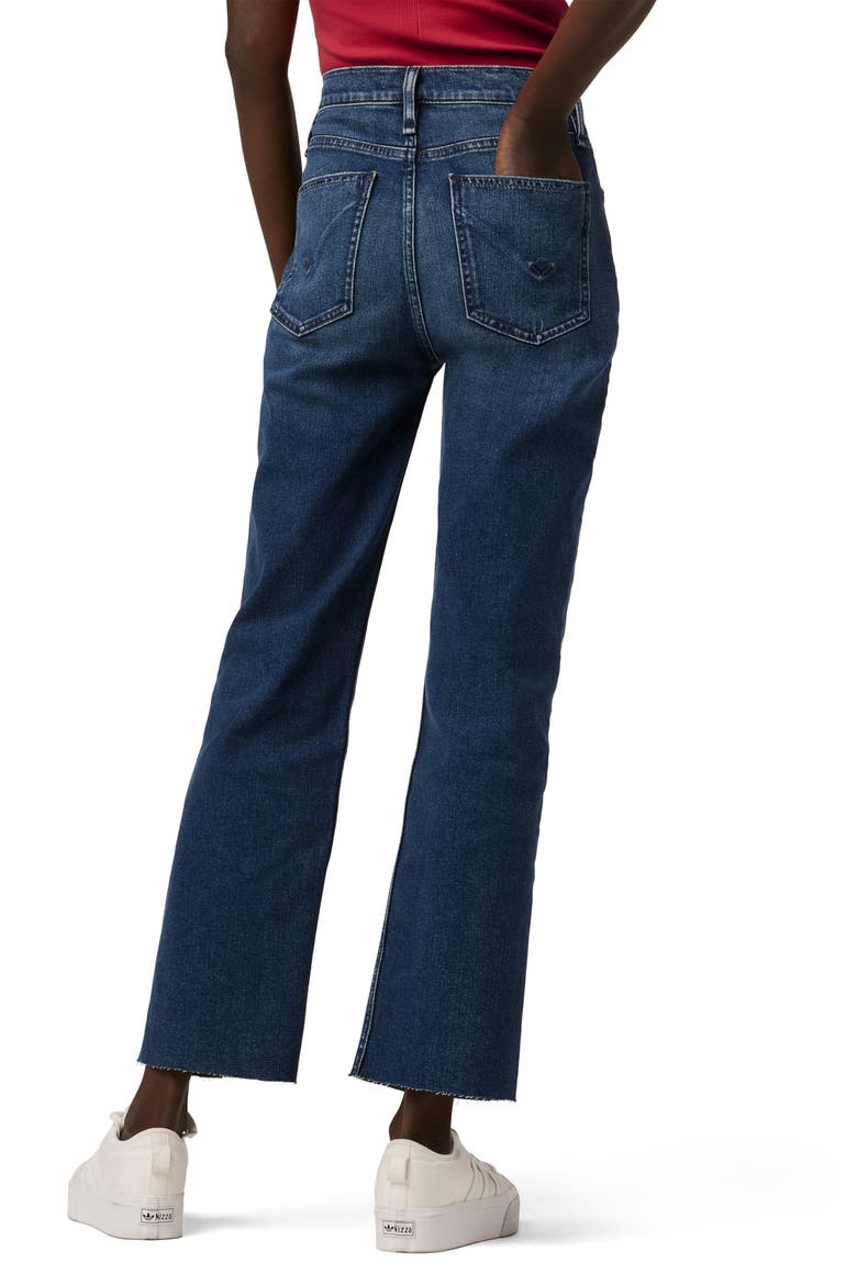 Remi Raw Hem High Waist Crop Straight Leg Jeans, Alternate, color, DEEP DIVE